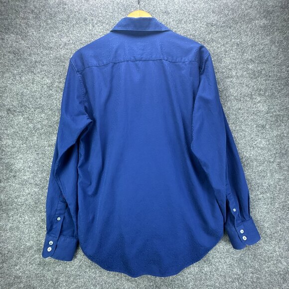 Robert Graham Shirt Medium Blue Jacquard‎ Cotton Flip Cuff Embroidered Trim - Picture 7 of 16